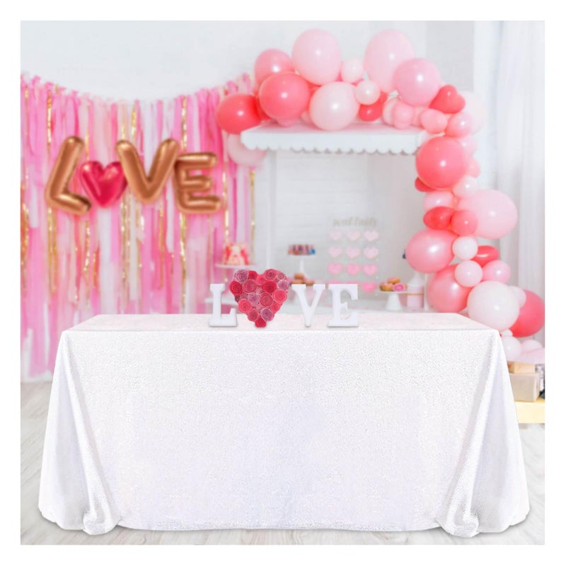 B.Cool B-COOL 50x80 Inch White Rectangle Sequin Tablecloth Sequins Fabric Sparkly Fabric for Wedding or Banquet Use - Image 3